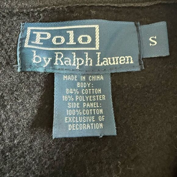 Vintage Polo by Ralph Lauren Men’s Black and Gold Cotton Zip Varsity Sweatshirt - Picture 2 of 16